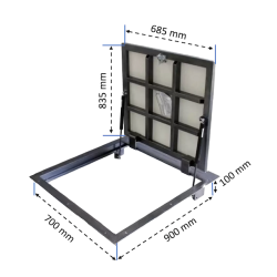 Grīdas revīzijas lūka zem flīzes BAULuke G90x70P Grīdas revīzijas lūka zem flīzes BAULuke G90x70P