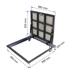 Grīdas revīzijas lūka zem flīzes BAULuke G90x90 Grīdas revīzijas lūka zem flīzes BAULuke G90x90