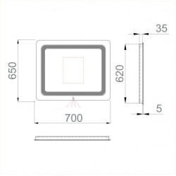 Spogulis LAVA VEGA ar LED gaismekli 650x700 мм Spogulis LAVA VEGA ar LED gaismekli 650x700 мм