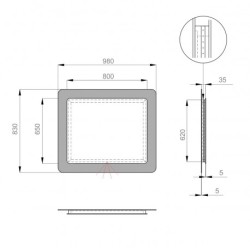 Spogulis ULTRA COSMO ar LED gaismekli 830x980 мм Spogulis ULTRA COSMO ar LED gaismekli 830x980 мм