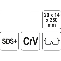 SDS plus plakans kalts 20x14x250mm CrV Yato SDS plus plakans kalts 20x14x250mm CrV Yato