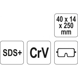 SDS plus plakans kalts 40x14x250mm CrV Yato SDS plus plakans kalts 40x14x250mm CrV Yato