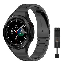 Nerūsējošā tērauda viedpulksteņa siksniņa bez spraugas Samsung Galaxy Watch 4, 5 un 6 PRO 45 mm, melna Nerūsējošā tērauda viedpulksteņa siksniņa bez spraugas Samsung Galaxy Watch 4, 5 un 6 PRO 45 mm, melna